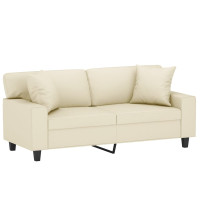 Produktbild för 2-sits soffa med prydnadskuddar gräddvit 140 cm konstläder
