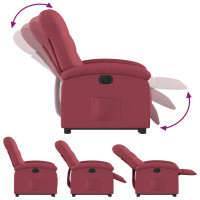 Produktbild för Elektrisk reclinerfåtölj med uppresningshjälp vinröd tyg