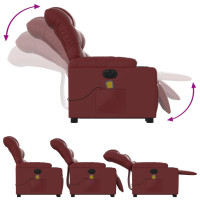 Miniatyr av produktbild för Massagefåtölj med uppresningshjälp vinröd konstläder