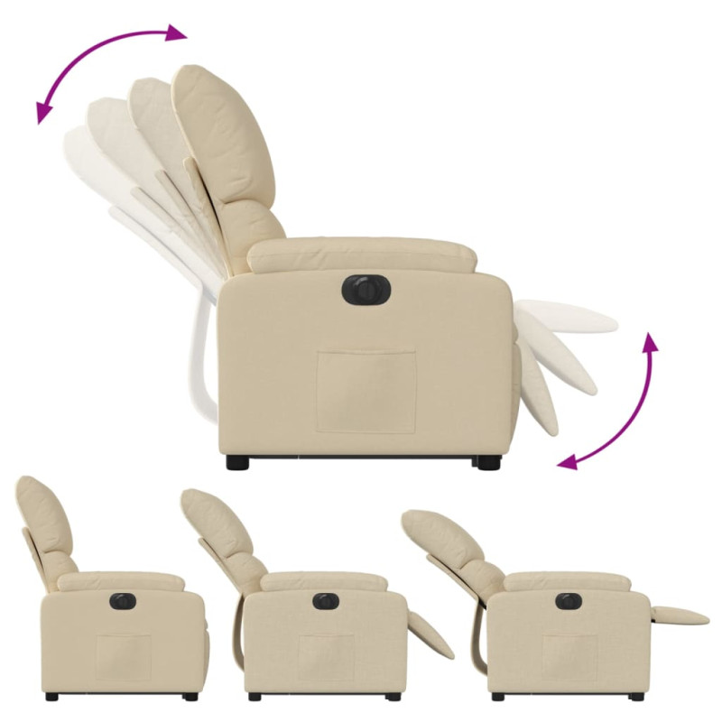 Produktbild för Elektrisk reclinerfåtölj med uppresningshjälp gräddvit tyg