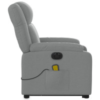 Produktbild för Elektrisk massagefåtölj med uppresningshjälp ljusgrå tyg