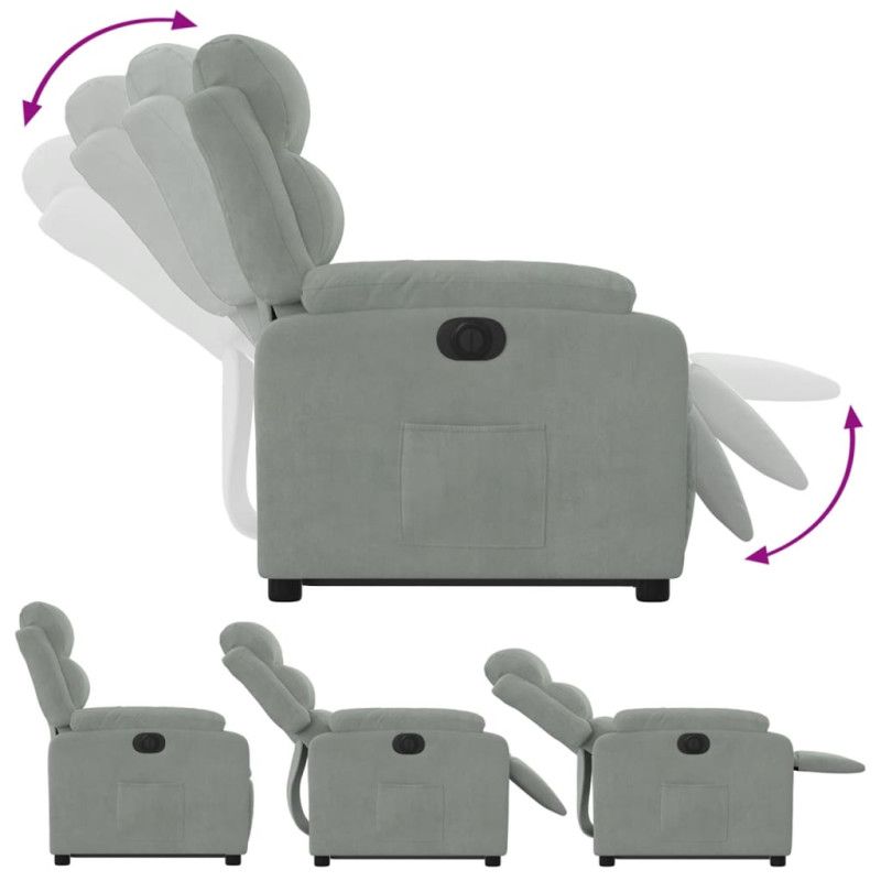 Produktbild för Elektrisk reclinerfåtölj med uppresningshjälp ljusgrå sammet