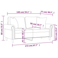 Produktbild för 2-sits soffa med prydnadskuddar gräddvit 140 cm konstläder