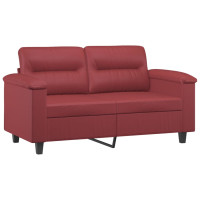 Produktbild för 2-sits soffa med prydnadskuddar vinröd 120 cm konstläder