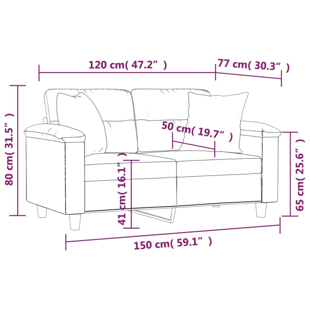 Produktbild för 2-sits soffa med prydnadskuddar vinröd 120 cm konstläder