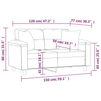 Produktbild för 2-sits soffa med prydnadskuddar vinröd 120 cm konstläder