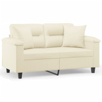 Produktbild för 2-sits soffa med prydnadskuddar gräddvit 120 cm konstläder