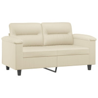 Produktbild för 2-sits soffa med prydnadskuddar gräddvit 120 cm konstläder