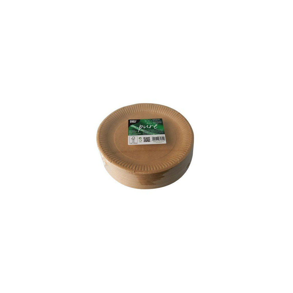 Produktbild för Tallrik PURE papper Ø230mm brun 100/fp