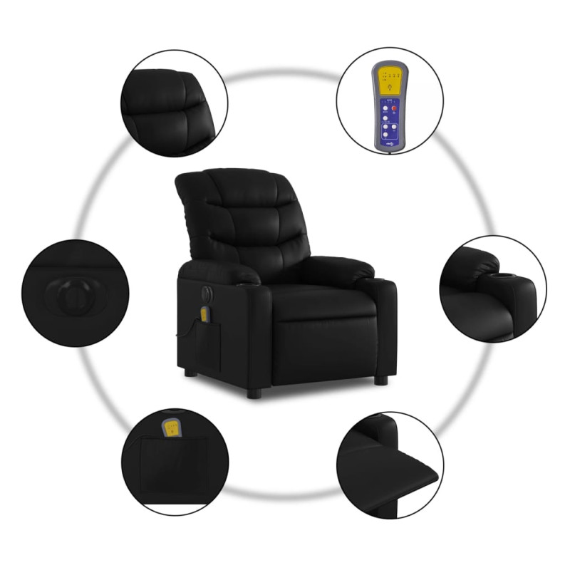 Produktbild för Elektrisk massagefåtölj svart konstläder