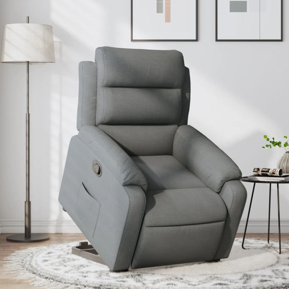 Produktbild för Reclinerfåtölj med uppresningshjälp mörkgrå tyg