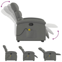Miniatyr av produktbild för Massagefåtölj med uppresningshjälp mörkgrå tyg