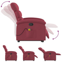 Miniatyr av produktbild för Massagefåtölj med uppresningshjälp vinröd tyg