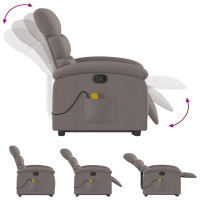 Miniatyr av produktbild för Massagefåtölj med uppresningshjälp taupe tyg