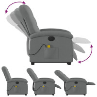 Miniatyr av produktbild för Elektrisk massagefåtölj med uppresningshjälp mörkgrå tyg