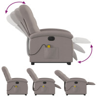 Produktbild för Elektrisk massagefåtölj med uppresningshjälp taupe tyg