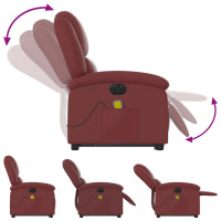 Produktbild för Massagefåtölj med uppresningshjälp vinröd konstläder