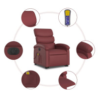 Produktbild för Massagefåtölj med uppresningshjälp vinröd konstläder