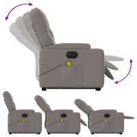 Produktbild för Elektrisk massagefåtölj med uppresningshjälp taupe tyg
