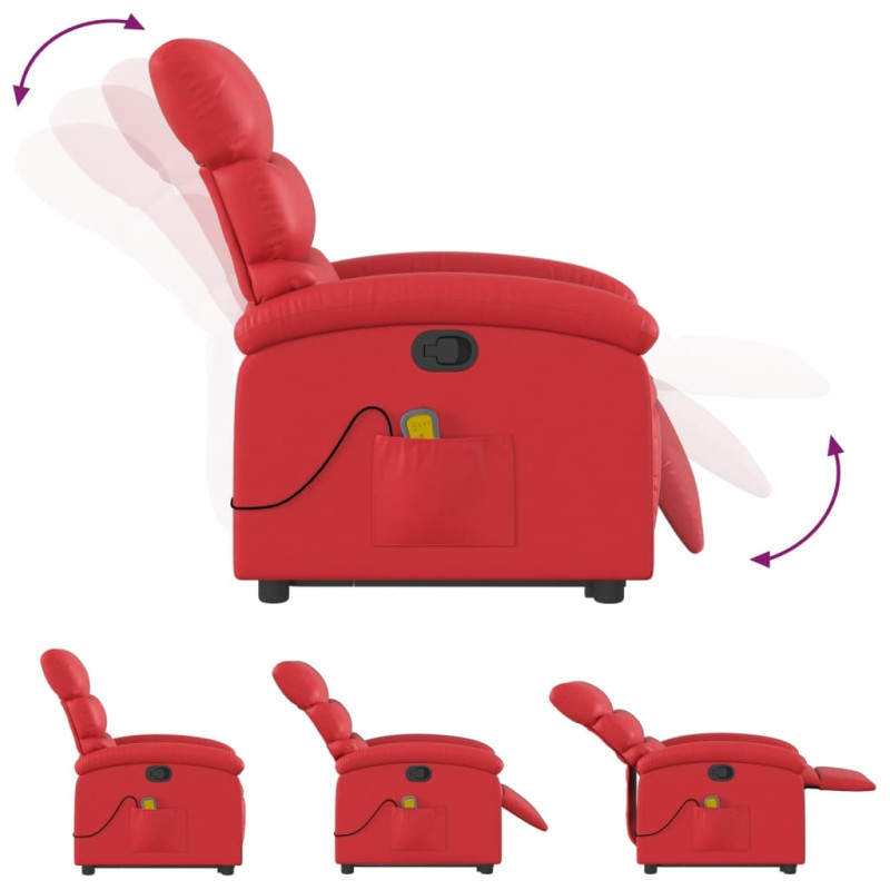 Produktbild för Massagefåtölj med uppresningshjälp röd konstläder