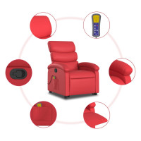 Miniatyr av produktbild för Massagefåtölj med uppresningshjälp röd konstläder