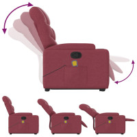 Produktbild för Massagefåtölj med uppresningshjälp vinröd tyg