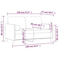 Produktbild för 2-sitssoffa med prydnadskuddar mörkgrå 120 cm sammet