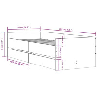 Produktbild för Sängram med lådor brun ek 90x200 cm