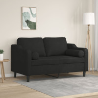 Produktbild för 2-sits soffa med prydnadskuddar svart 120 cm tyg