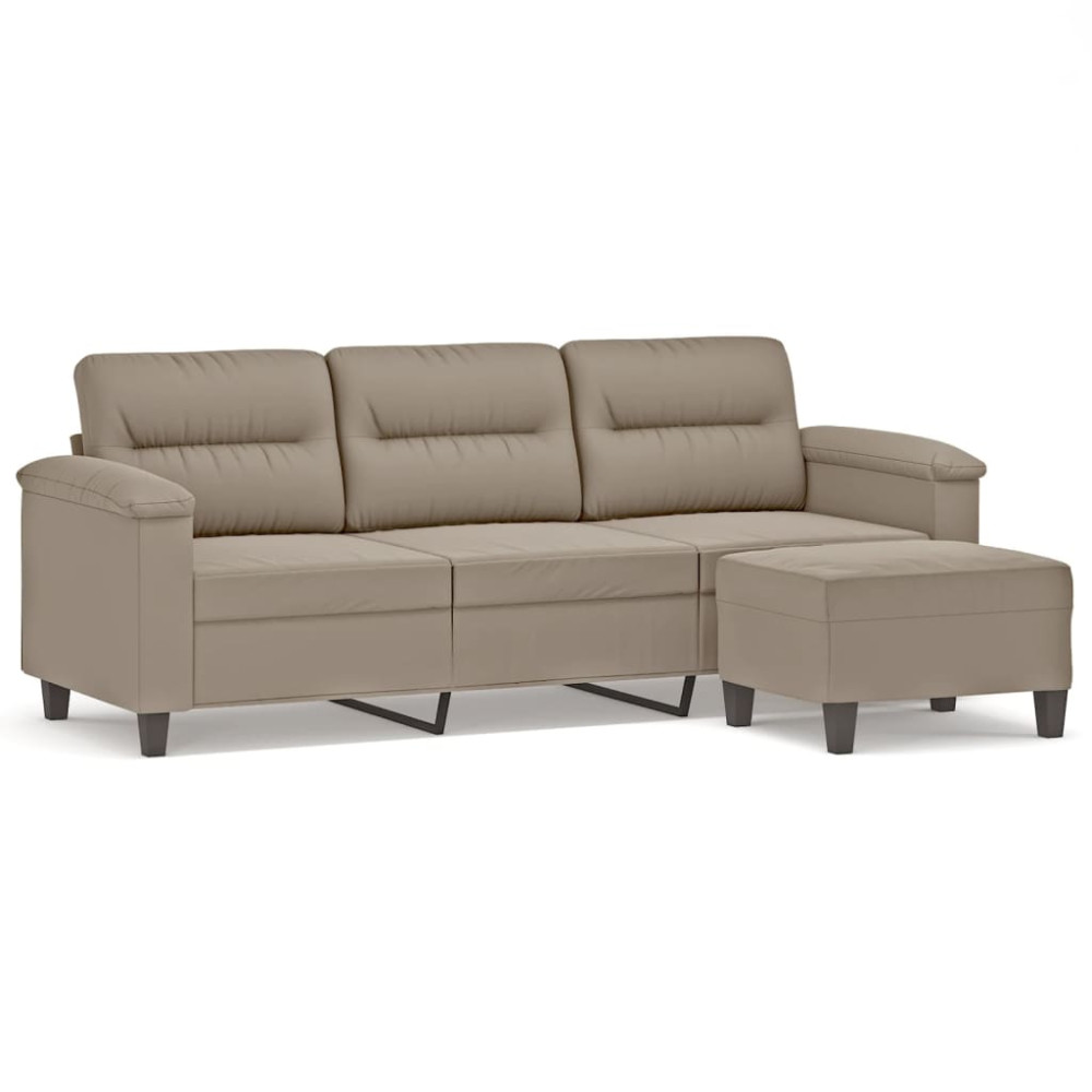 Produktbild för 3-sitssoffa med fotpall taupe 180 cm mikrofibertyg