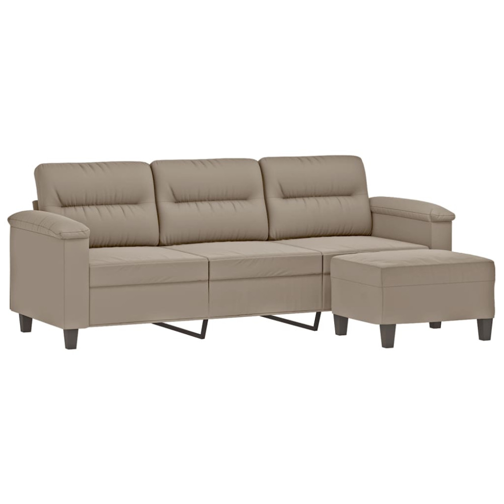 Produktbild för 3-sitssoffa med fotpall taupe 180 cm mikrofibertyg