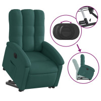 Produktbild för Elektrisk reclinerfåtölj med uppresningshjälp mörkgrön tyg