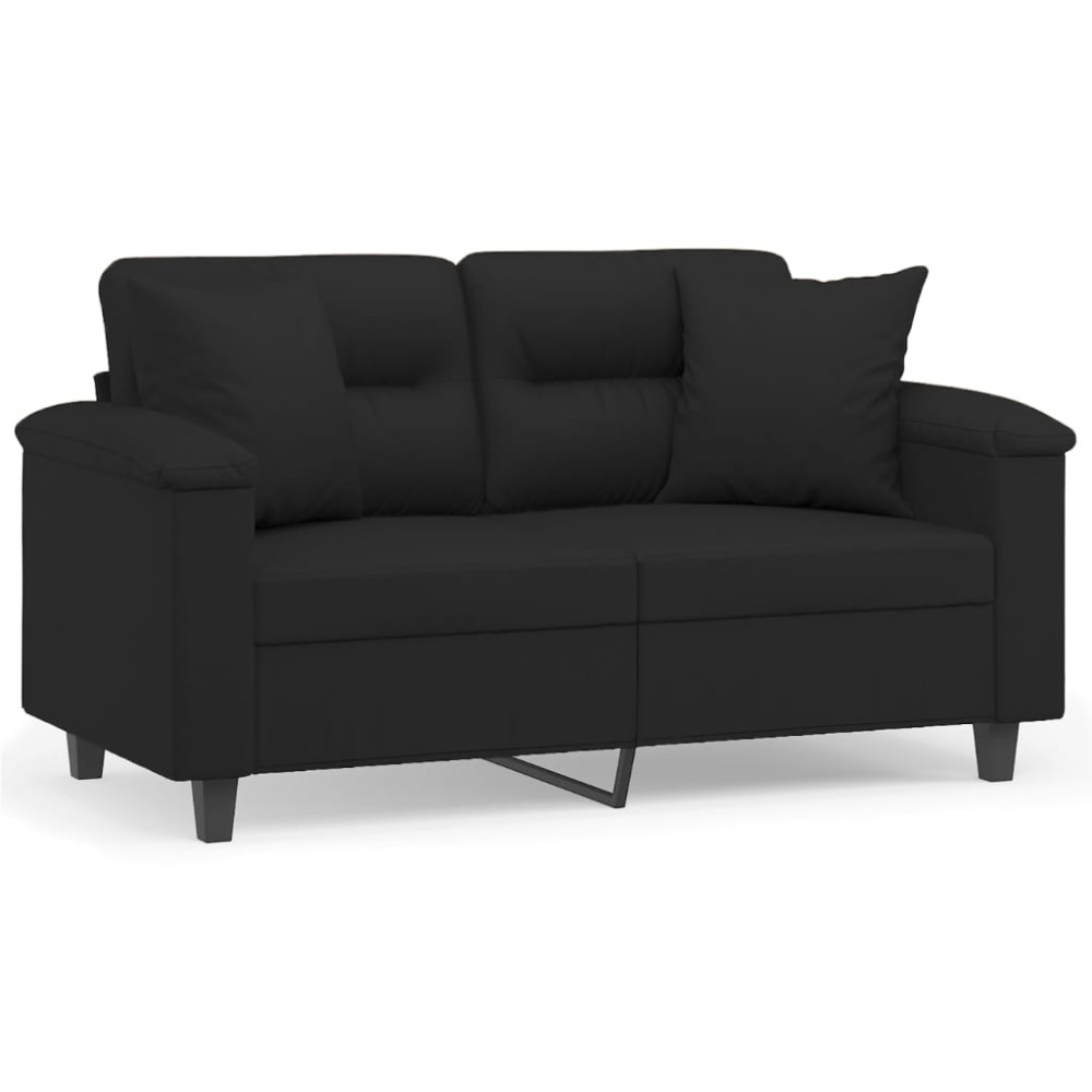 Produktbild för 2-sitssoffa med prydnadskuddar svart 120 cm mikrofibertyg