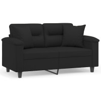 Produktbild för 2-sitssoffa med prydnadskuddar svart 120 cm mikrofibertyg