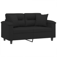 Produktbild för 2-sitssoffa med prydnadskuddar svart 120 cm mikrofibertyg
