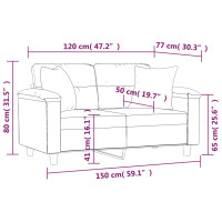 Produktbild för 2-sitssoffa med prydnadskuddar svart 120 cm mikrofibertyg