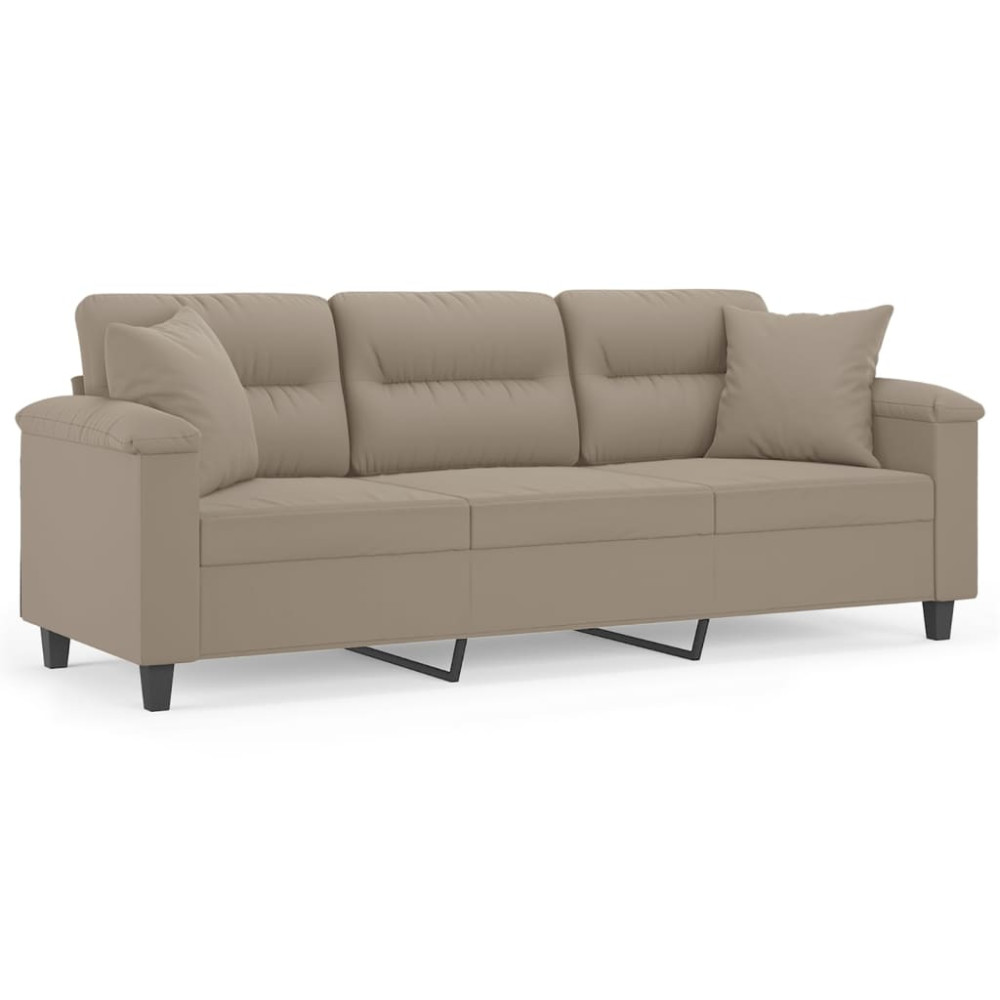 Produktbild för 3-sitssoffa med prydnadskuddar taupe 180 cm mikrofibertyg