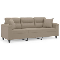 Produktbild för 3-sitssoffa med prydnadskuddar taupe 180 cm mikrofibertyg