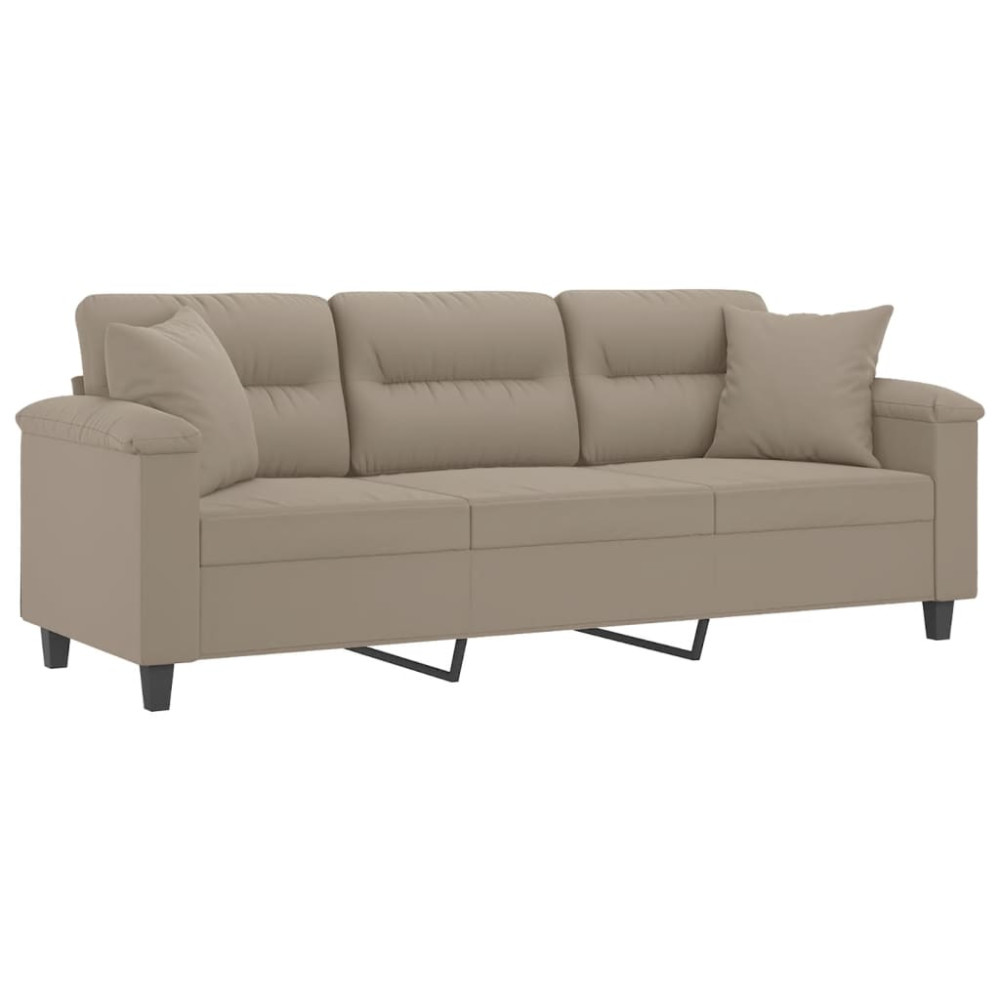 Produktbild för 3-sitssoffa med prydnadskuddar taupe 180 cm mikrofibertyg