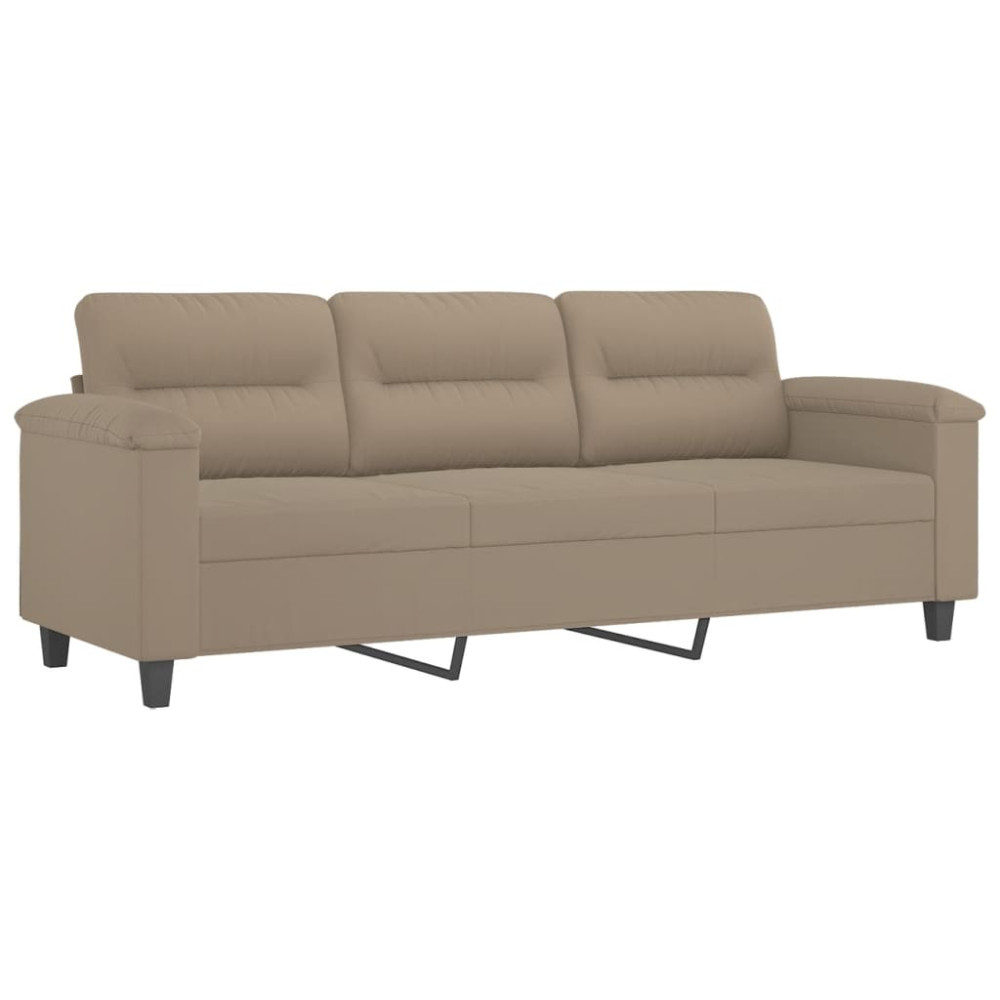 Produktbild för 3-sitssoffa med prydnadskuddar taupe 180 cm mikrofibertyg