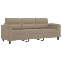Produktbild för 3-sitssoffa med prydnadskuddar taupe 180 cm mikrofibertyg