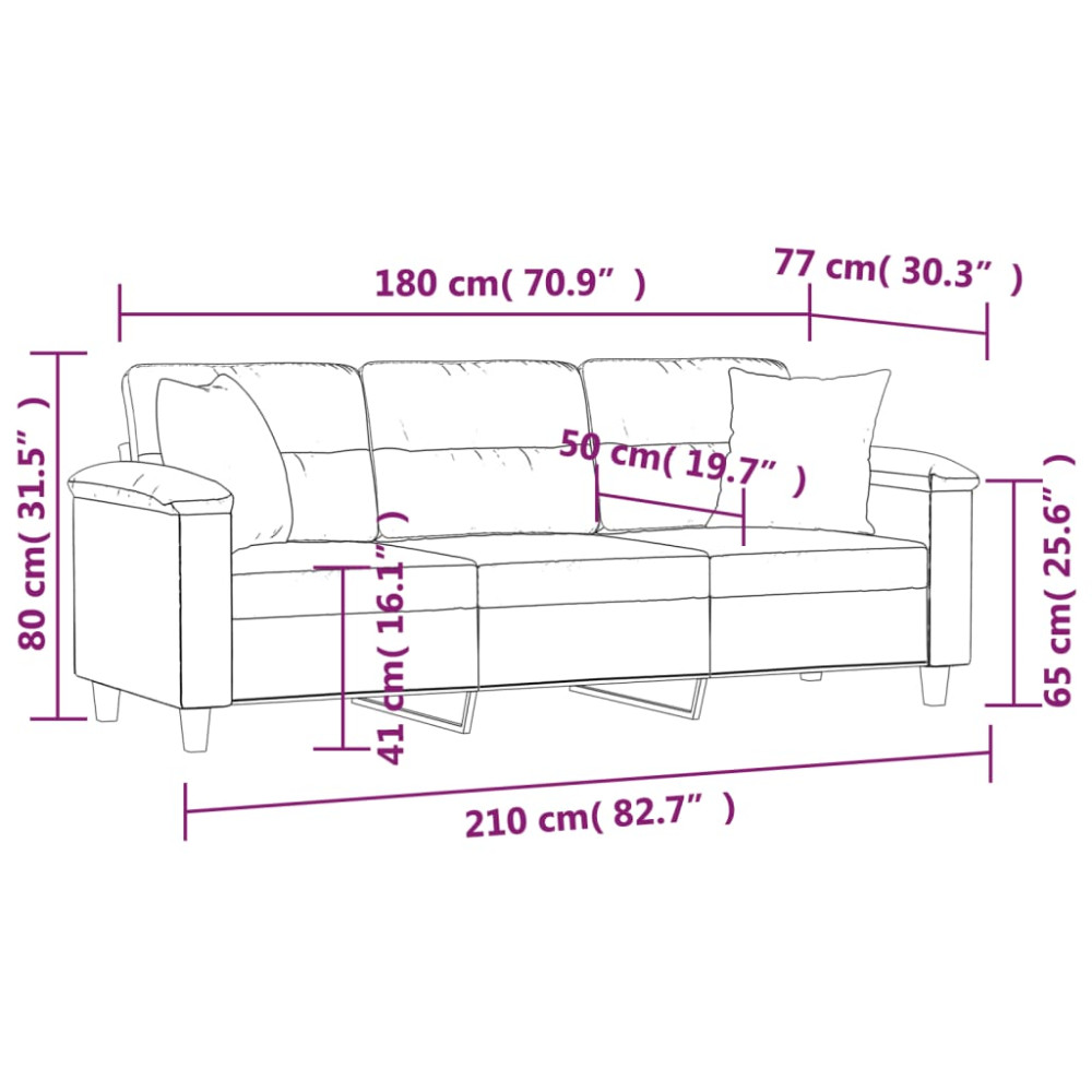 Produktbild för 3-sitssoffa med prydnadskuddar taupe 180 cm mikrofibertyg