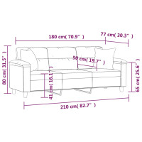Produktbild för 3-sitssoffa med prydnadskuddar taupe 180 cm mikrofibertyg
