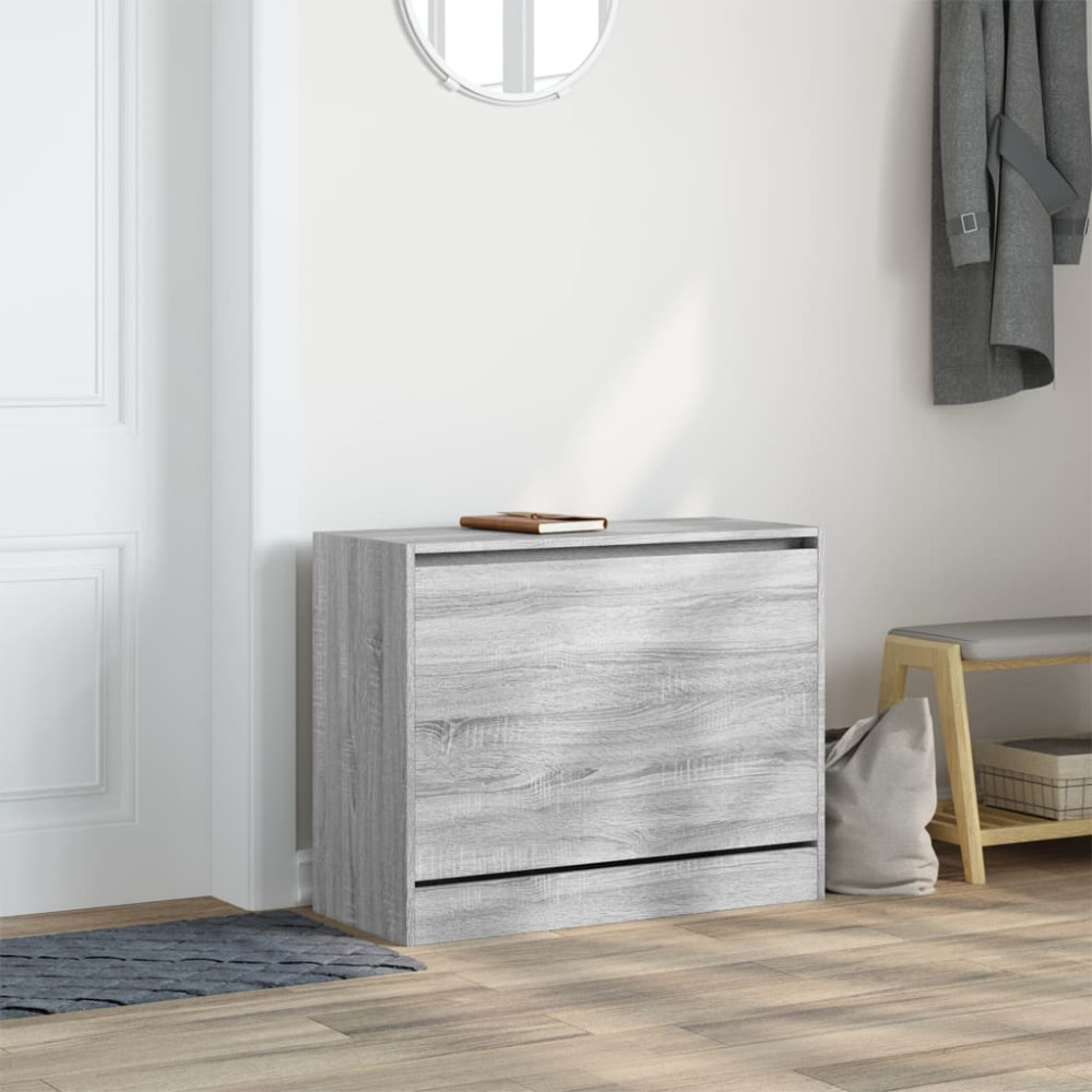 Produktbild för Skoskåp grå sonoma 80x34x63 cm konstruerat trä