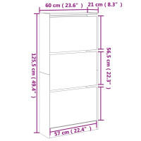 Produktbild för Skohylla svart 60x21x125,5 cm konstruerat trä