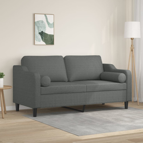 vidaXL 2-sits soffa med prydnadskuddar mörkgrå 140 cm tyg