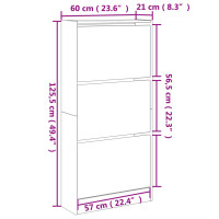 Produktbild för Skohylla sonoma-ek 60x21x125,5 cm konstruerat trä