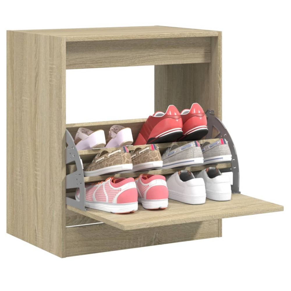 Produktbild för Skohylla sonoma-ek 60x42x69 cm konstruerat trä