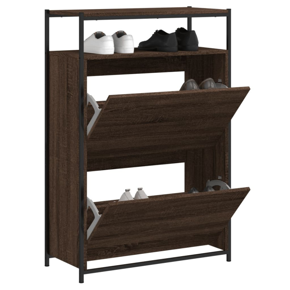 Produktbild för Skoskåp brun ek 75x34x112 cm konstruerat trä