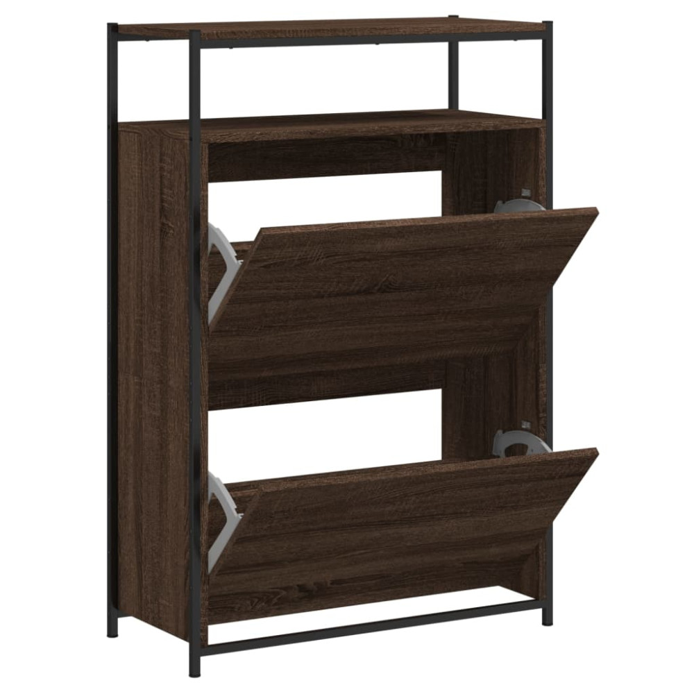 Produktbild för Skoskåp brun ek 75x34x112 cm konstruerat trä
